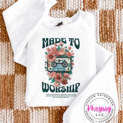 Made To Worship Retro Cassette Floral — Bold Faith Anthem