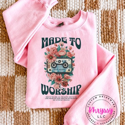 Made To Worship Retro Cassette Floral — Bold Faith Anthem
