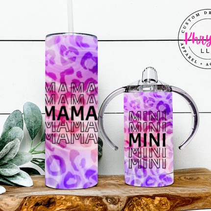 Mama and Mini Custom Animal Print Tumbler Set with Straw