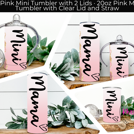 Mama & Mini Pink Swirl Custom Tumbler Set