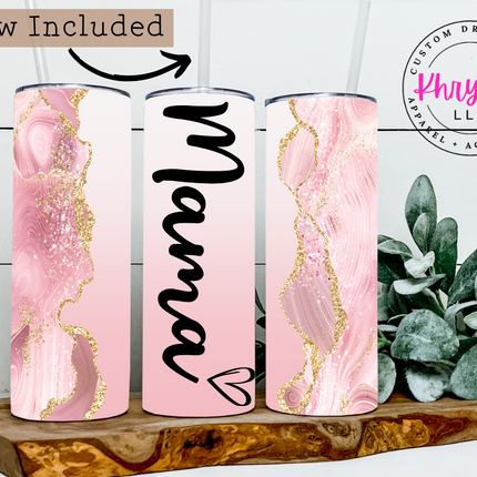 Mama & Mini Pink Swirl Custom Tumbler Set