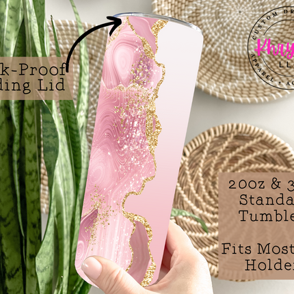 Mama & Mini Pink Swirl Custom Tumbler Set