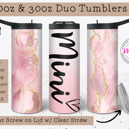 Mama & Mini Pink Swirl Custom Tumbler Set