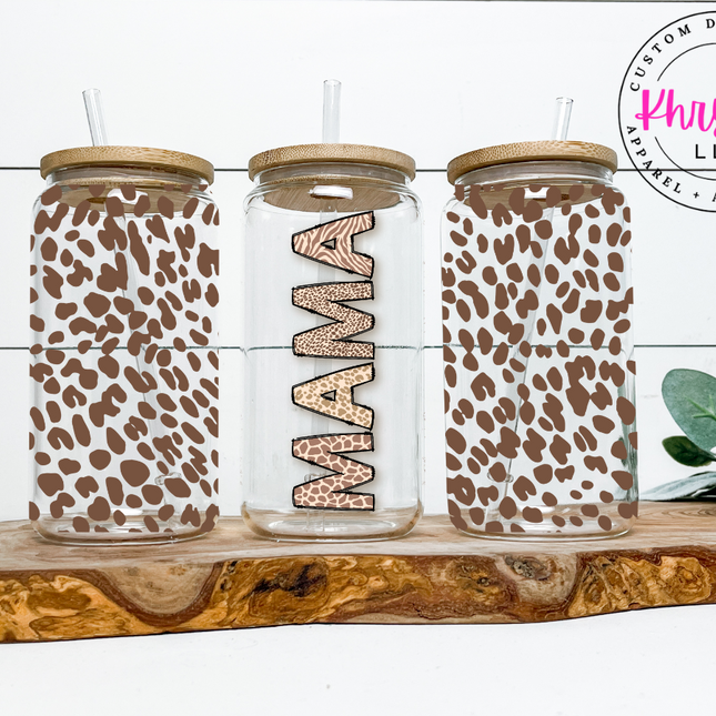 Mama Animal Print 16oz Glass Libbey Glass: Wild Elegance for Every Sip