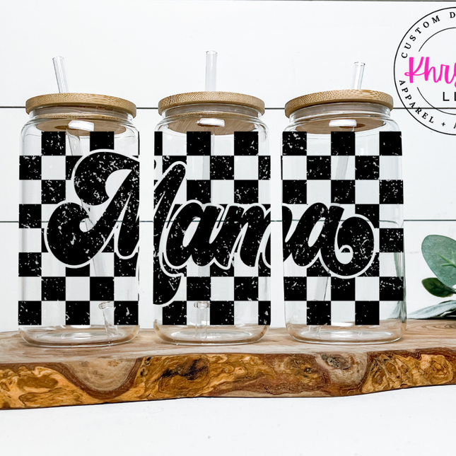 16oz Mama Checkered Libbey Glass & Shirt Gift Set