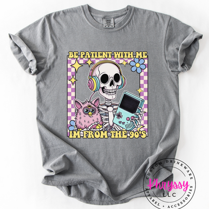 90s Nostalgia Skeleton with Game Controller Graphic T-Shirt | Retro Halloween Gift