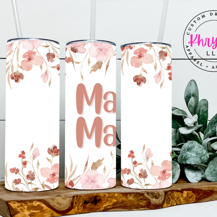 Mama Floral Stacked 20oz Tumbler with Straw