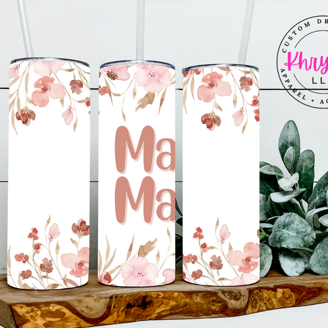 Mama Floral Stacked 20oz Tumbler with Straw