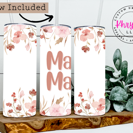 Mama Floral Stacked 20oz Tumbler with Straw