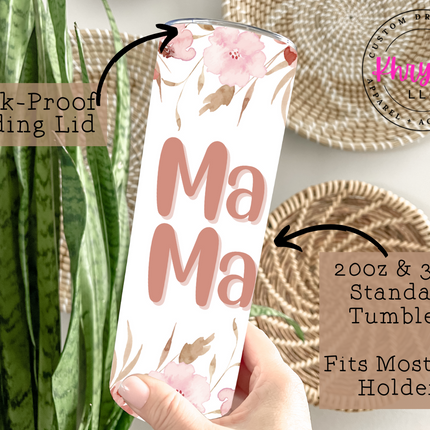 Mama Floral Stacked 20oz Tumbler with Straw