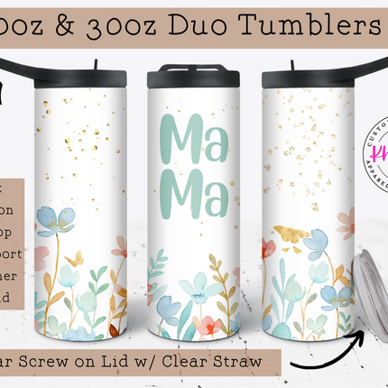 Mama Light Pastel Custom 20oz Tumbler with Straw