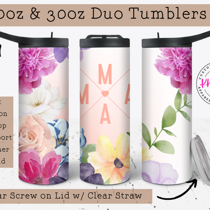 Mama & Blossoms Custom 20oz Tumbler with Straw
