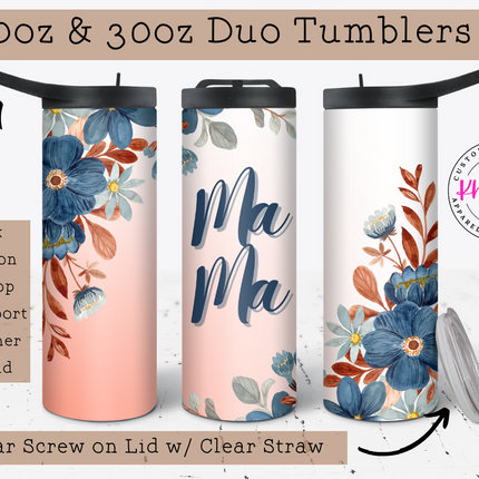 Mama Sunrise Stacked Custom 20oz Tumbler with Straw