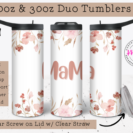 Pastel Petal Mama 20oz Tumbler with Straw