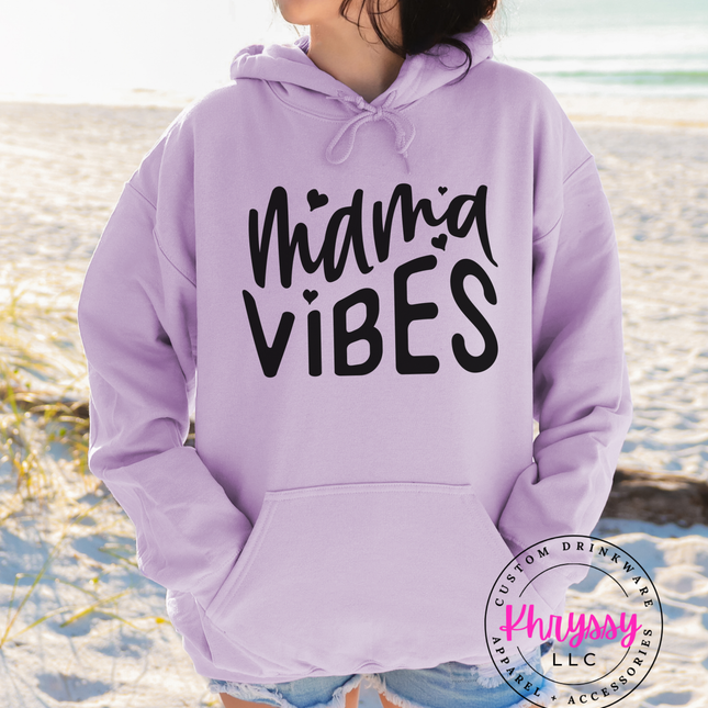 Mama Vibes Heart Script Gildan Heavy Blend Hoodie — Cozy Mom Gift Multiple Colors