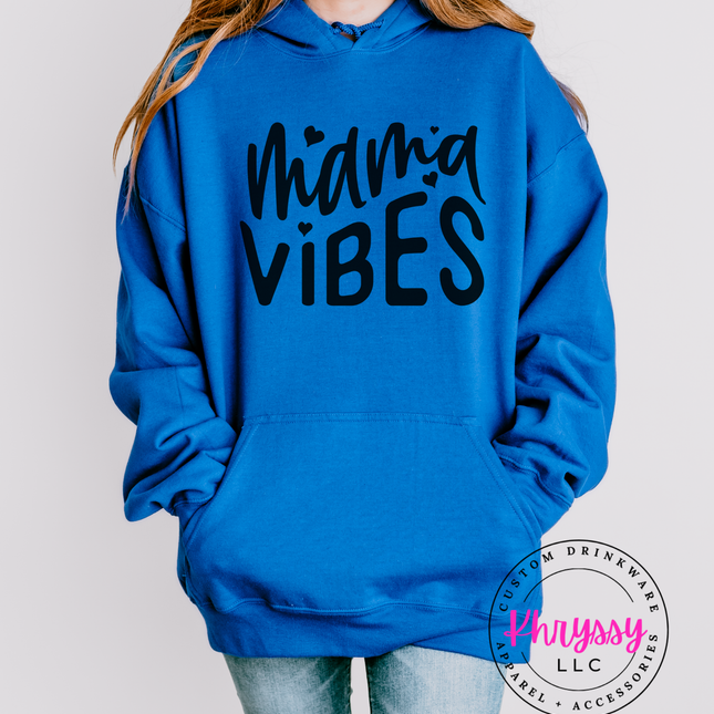 Mama Vibes Heart Script Gildan Heavy Blend Hoodie — Cozy Mom Gift Multiple Colors