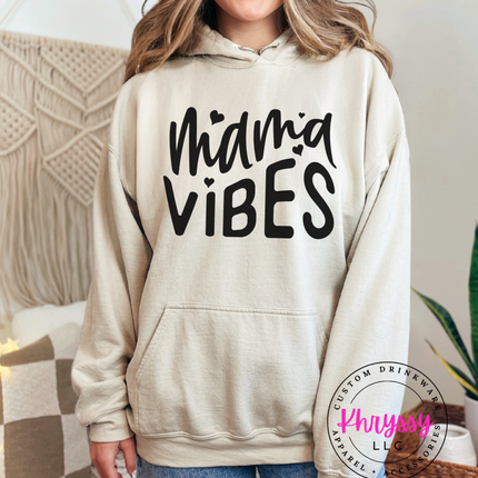 Mama Vibes Heart Script Gildan Heavy Blend Hoodie — Cozy Mom Gift Multiple Colors