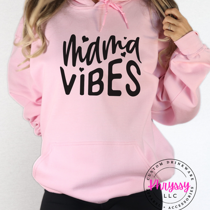 Mama Vibes Heart Script Gildan Heavy Blend Hoodie — Cozy Mom Gift Multiple Colors