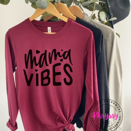 Mama Vibes Bella+Canvas Long Sleeve Mother's Day Gift For Her