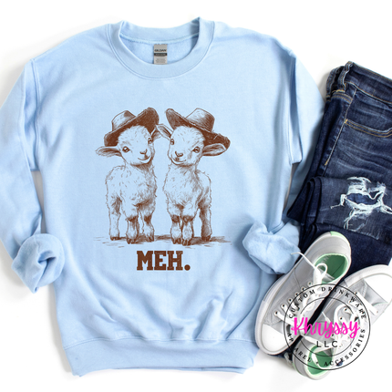 Meh Baby Goats Cowboy Hats Funny Crewneck Sweatshirt | Cute Gift