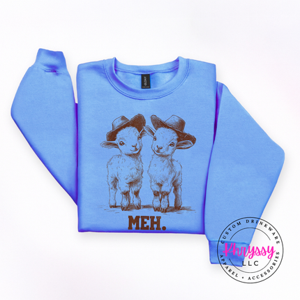 Meh Baby Goats Cowboy Hats Funny Crewneck Sweatshirt | Cute Gift