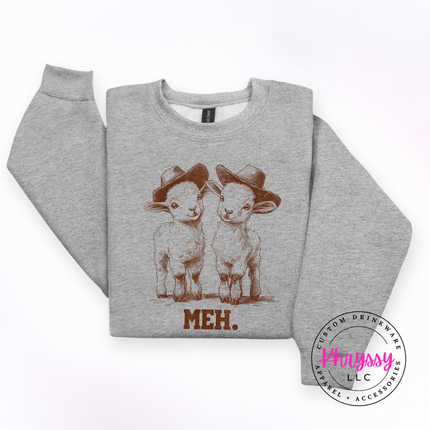 Meh Baby Goats Cowboy Hats Funny Crewneck Sweatshirt | Cute Gift