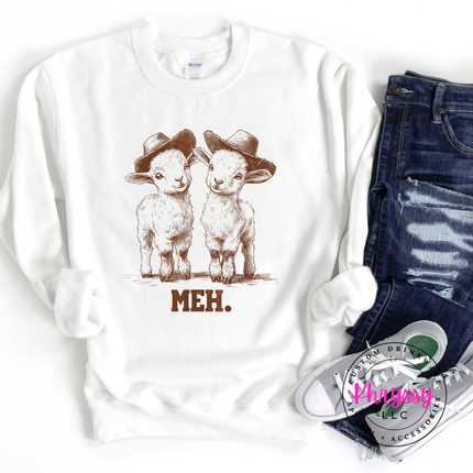 Meh Baby Goats Cowboy Hats Funny Crewneck Sweatshirt | Cute Gift
