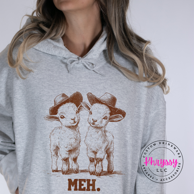Meh Baby Goats Cowboy Hats Funny Hoodie | Cute Sarcastic Gift for Her