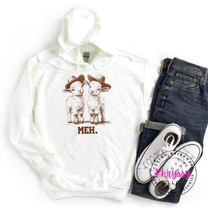 Meh Baby Goats Cowboy Hats Funny Hoodie | Cute Sarcastic Gift for Her
