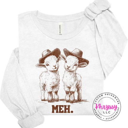 Meh Baby Goats Cowboy Hats Funny Long Sleeve | Cute Sarcastic Gift