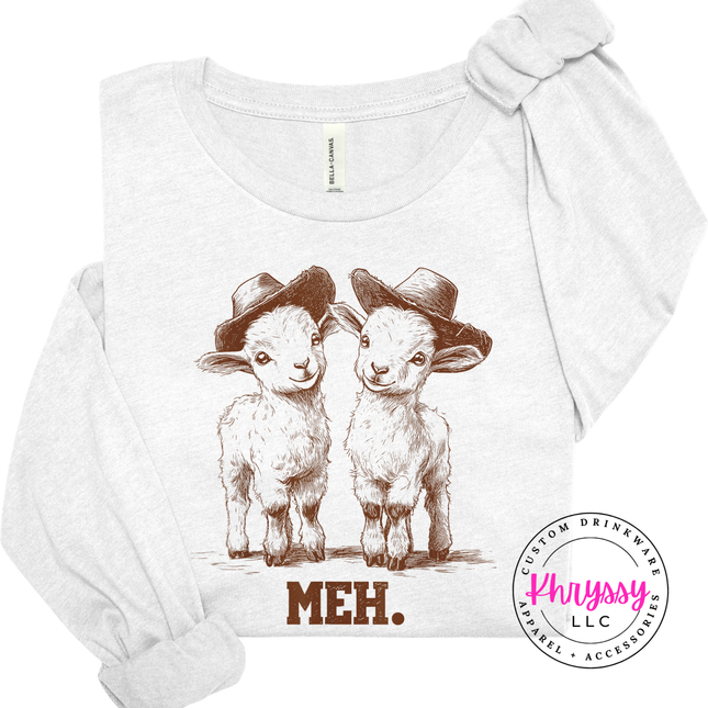 Meh Baby Goats Cowboy Hats Funny Long Sleeve | Cute Sarcastic Gift