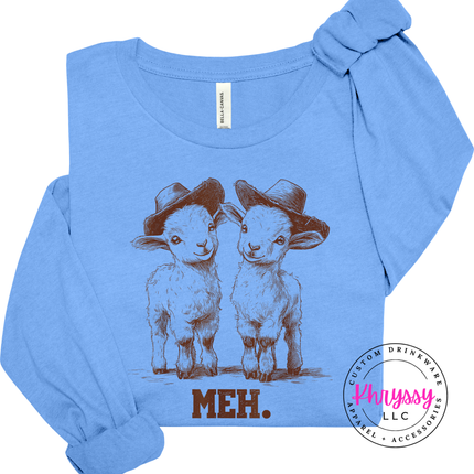 Meh Baby Goats Cowboy Hats Funny Long Sleeve | Cute Sarcastic Gift