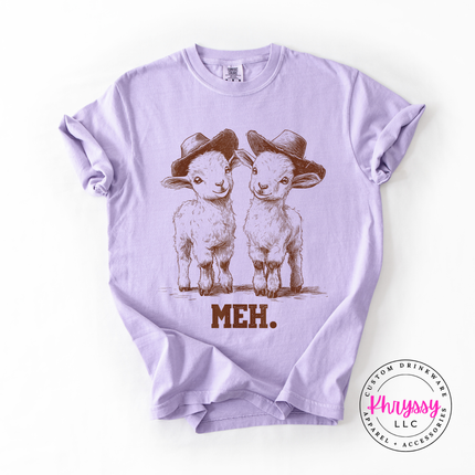 Meh Baby Goats in Cowboy Hats Funny Women's Tee | Cute Sarcastic Gift