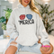Ash pullover hoodie with a retro patriotic sunglasses and Merica graphic.