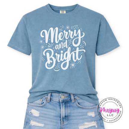 Merry And Bright Script Shirt, Classic Christmas Tee