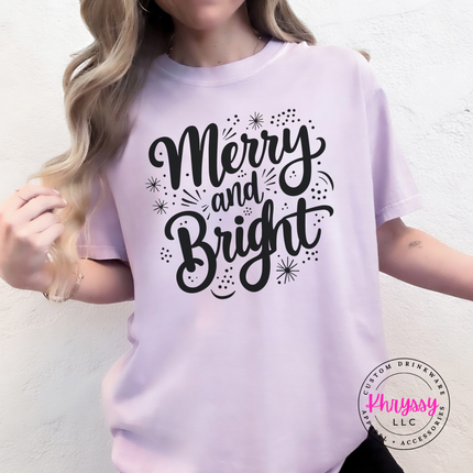 Merry And Bright Script Shirt, Classic Christmas Tee