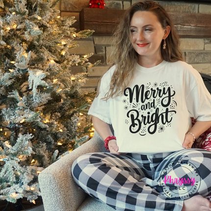 Merry And Bright Script Shirt, Classic Christmas Tee