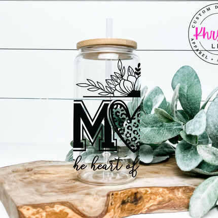 The Heart of the Family 16oz Libbey Glass Cup & Comfort Colors Shirt Gift Set