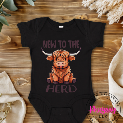 New To the Herd Highland Cow Baby Gift Cute Farmhouse Newborn Look