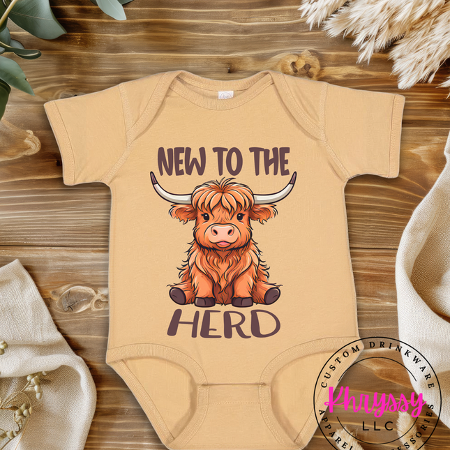 New To the Herd Highland Cow Baby Gift Cute Farmhouse Newborn Look