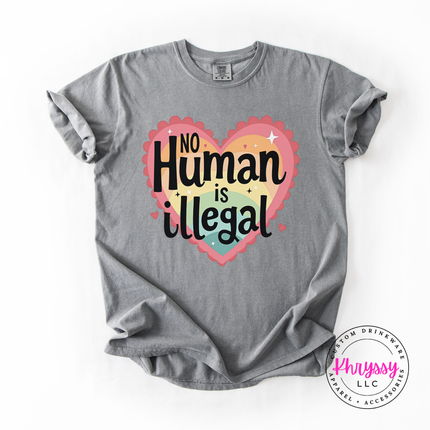 No Human Is Illegal Bold Activism Graphic Tee Statement Shirt
