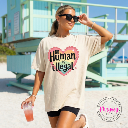 No Human Is Illegal Bold Activism Graphic Tee Statement Shirt