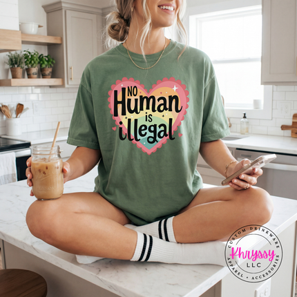 No Human Is Illegal Bold Activism Graphic Tee Statement Shirt