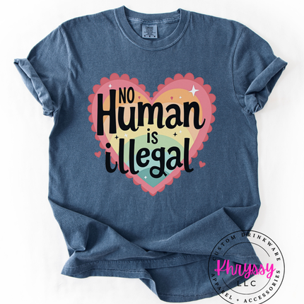 No Human Is Illegal Heart T-Shirt Protest Shirt Social Justice T-Shirt Unisex Tee