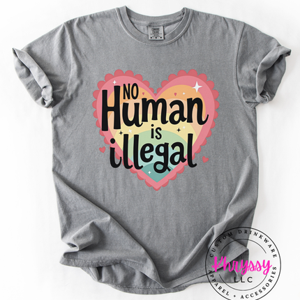 No Human Is Illegal Heart T-Shirt Protest Shirt Social Justice T-Shirt Unisex Tee