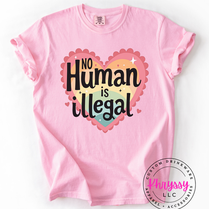 No Human Is Illegal Heart T-Shirt Protest Shirt Social Justice T-Shirt Unisex Tee