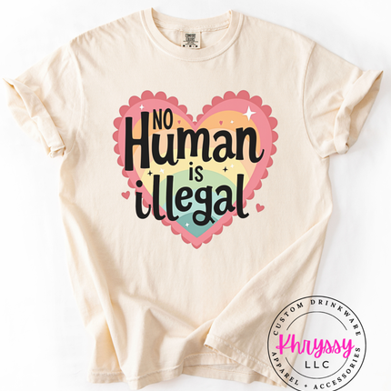 No Human Is Illegal Heart T-Shirt Protest Shirt Social Justice T-Shirt Unisex Tee