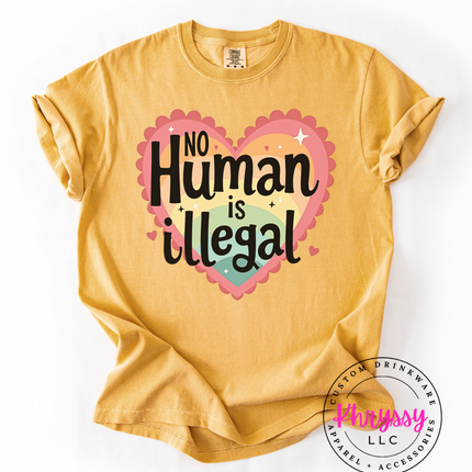 No Human Is Illegal Heart T-Shirt Protest Shirt Social Justice T-Shirt Unisex Tee