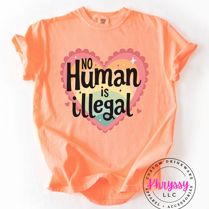 No Human Is Illegal Heart T-Shirt Protest Shirt Social Justice T-Shirt Unisex Tee