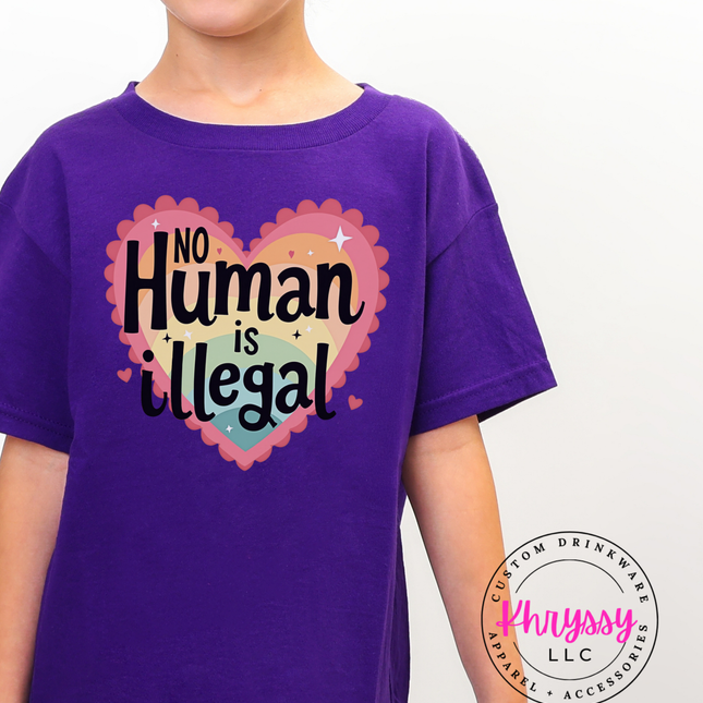 No Human Is Illegal Heart T-Shirt Protest Shirt Social Justice T-Shirt Unisex Tee